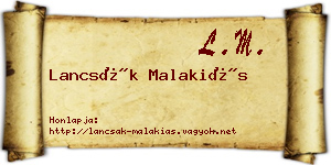 Lancsák Malakiás névjegykártya